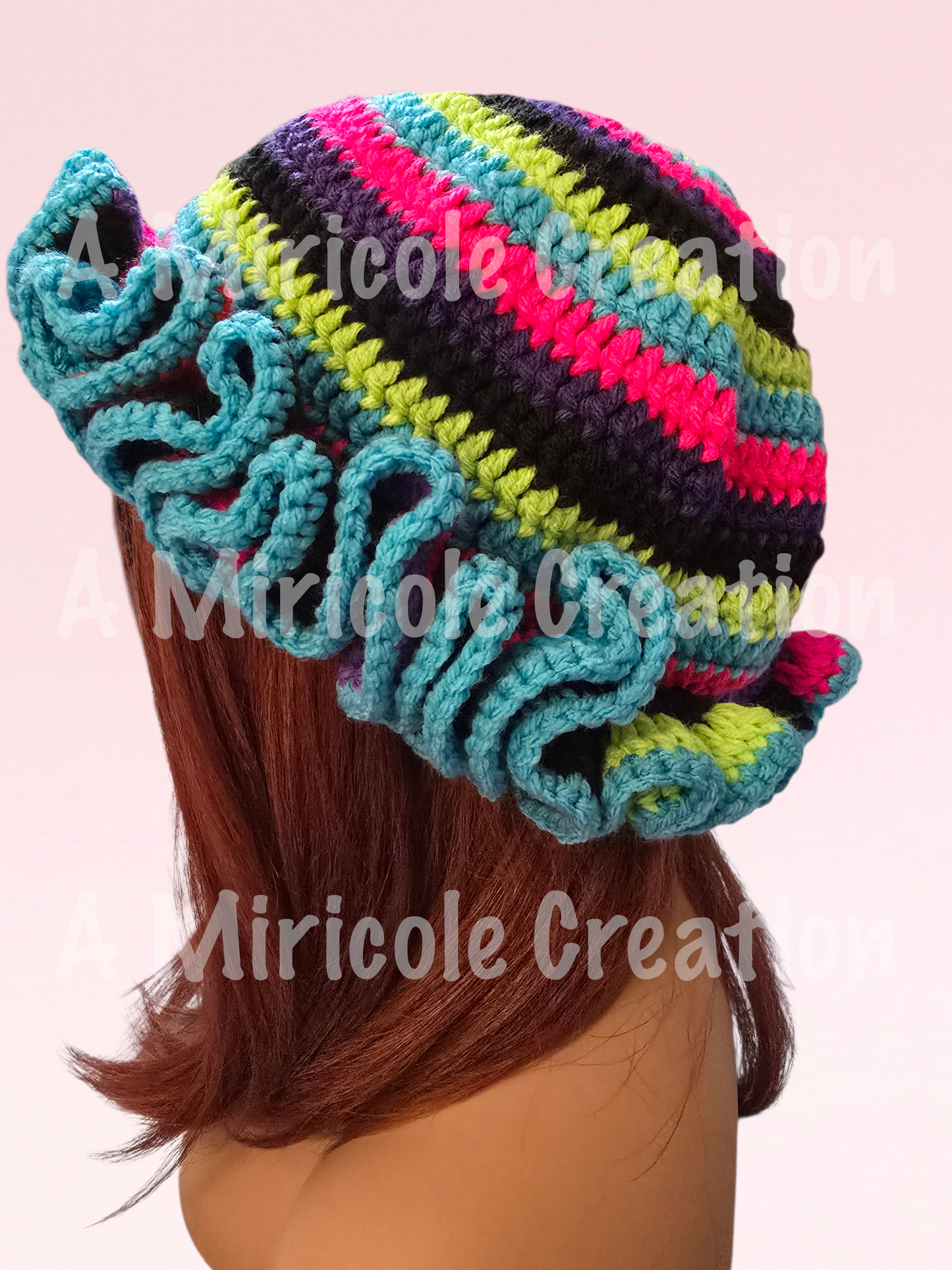 Color Stripe Ruffle Hat