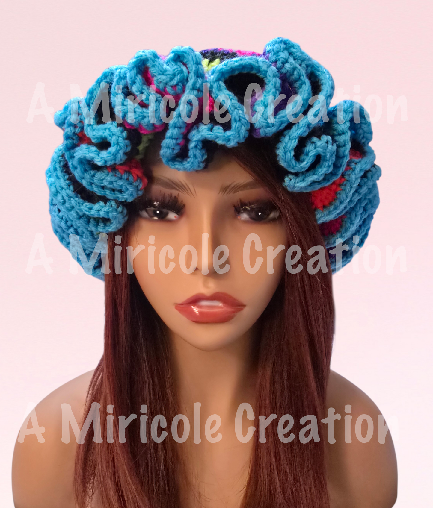 Color Stripe Ruffle Hat