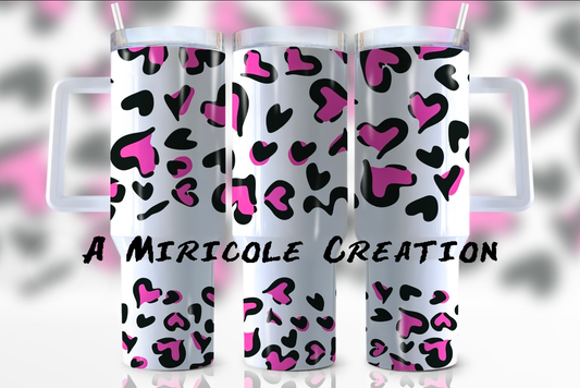 40oz Pink Heart Tumbler