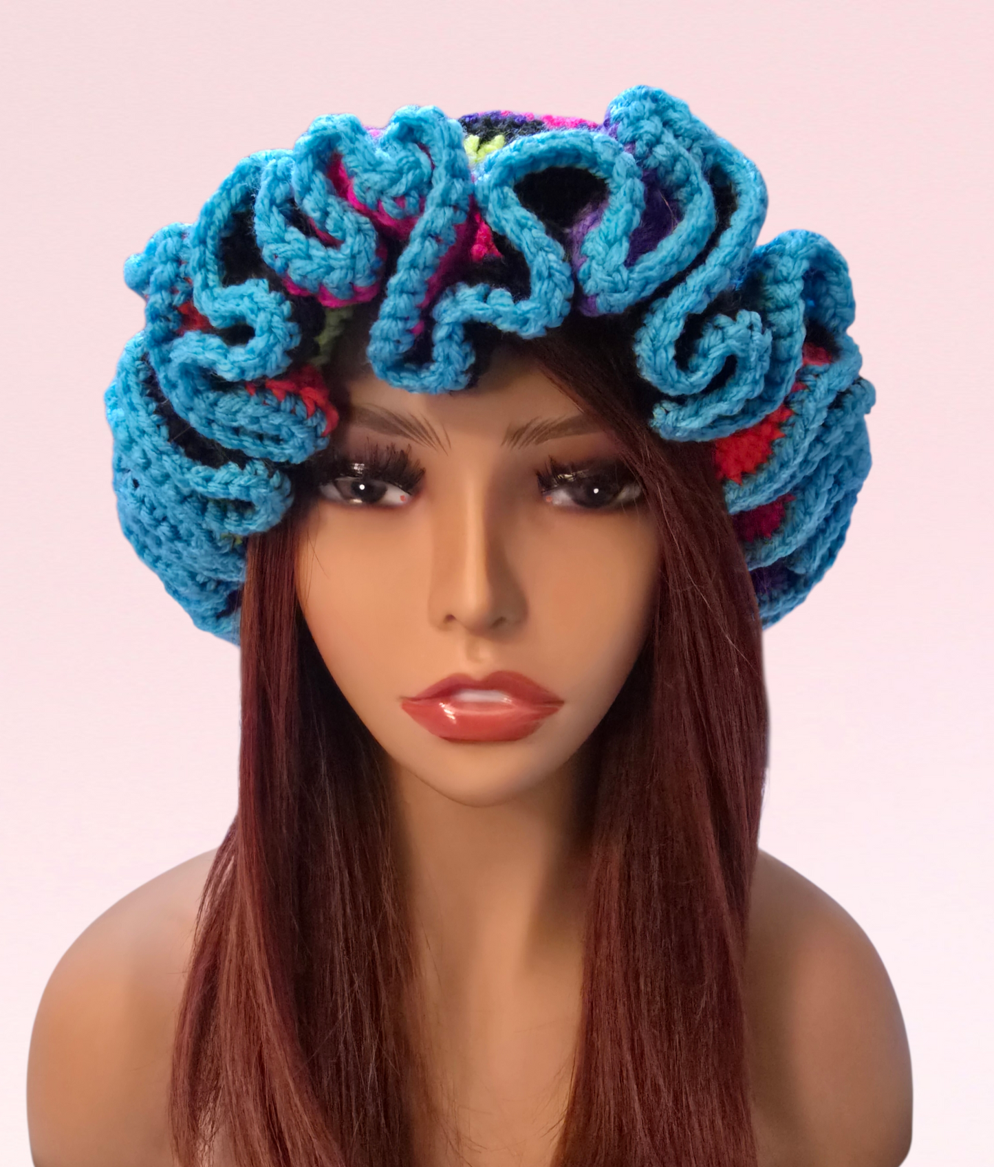 Color Stripe Ruffle Hat