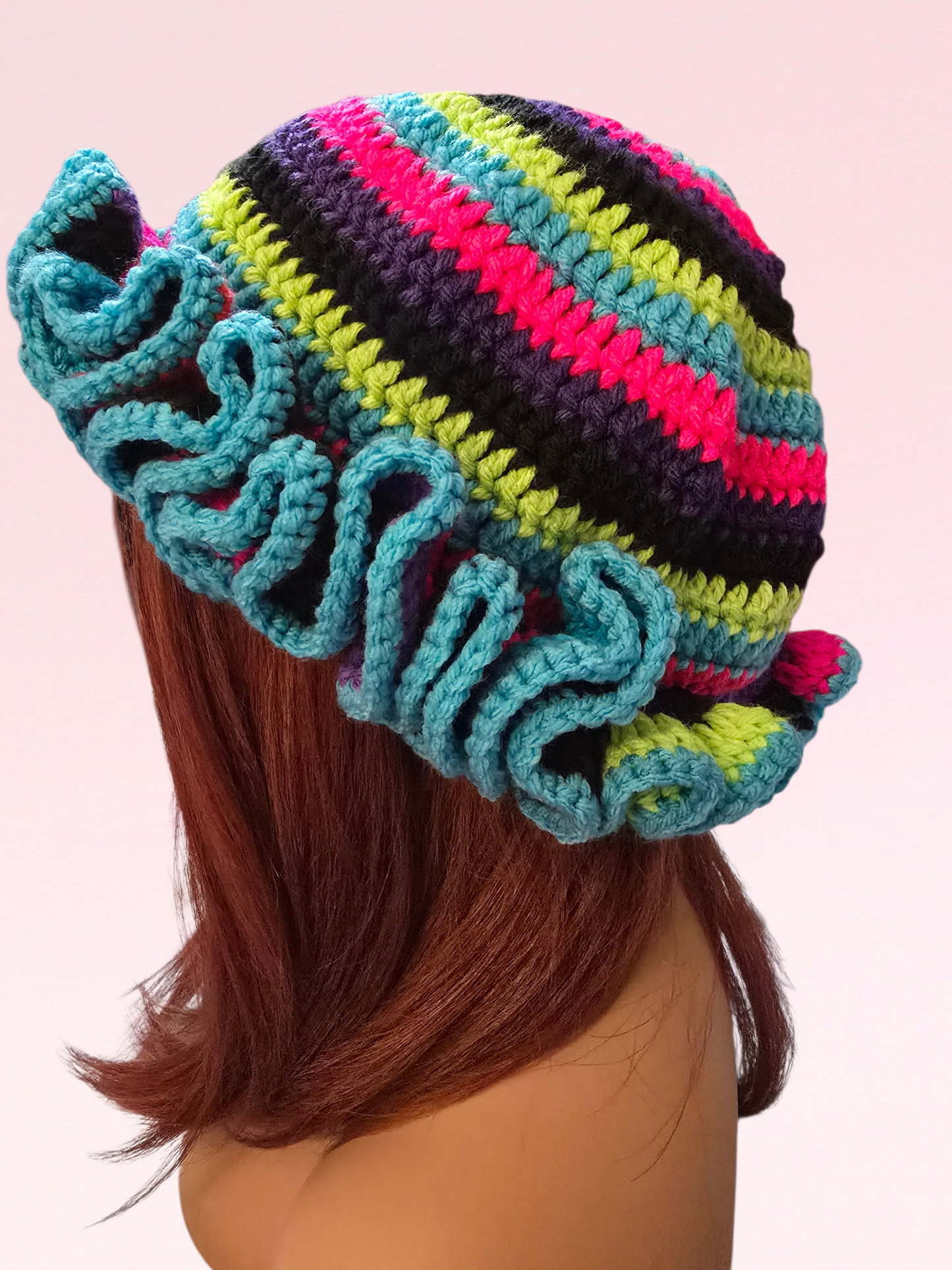 Color Stripe Ruffle Hat